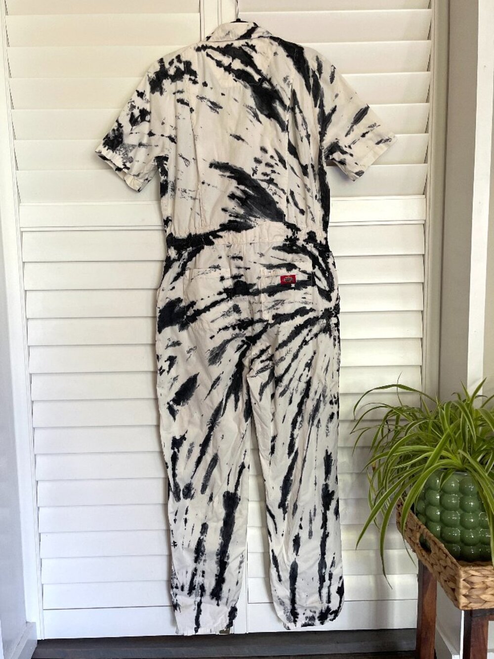 Dickies Short Sleeve Coverall in White Black Tie Dye Size L - Picture 5 of 13